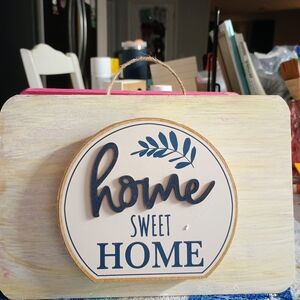 Cream and Blue Art & Decals Wall Decor